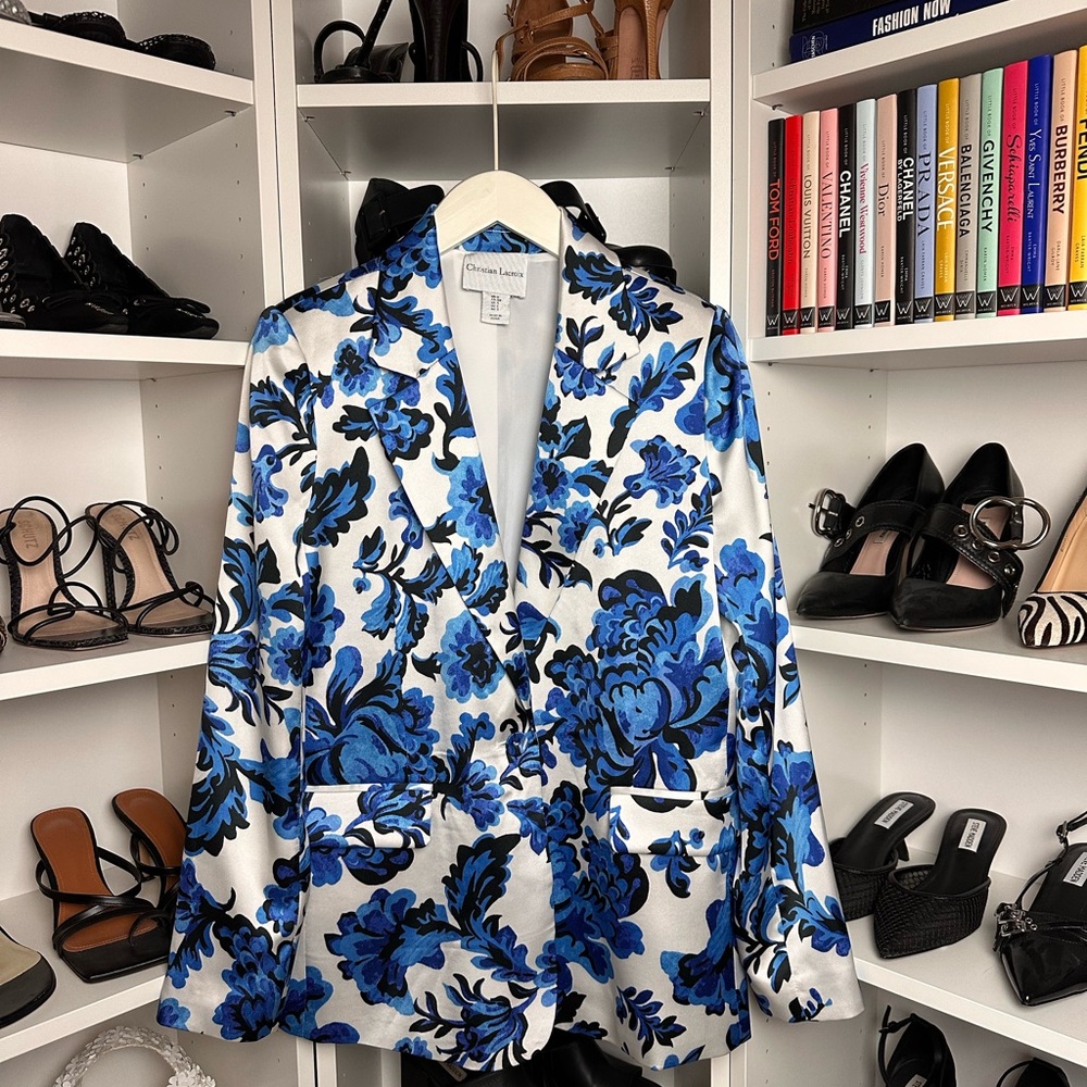 Christian Lacroix White and Blue Floral Blazer